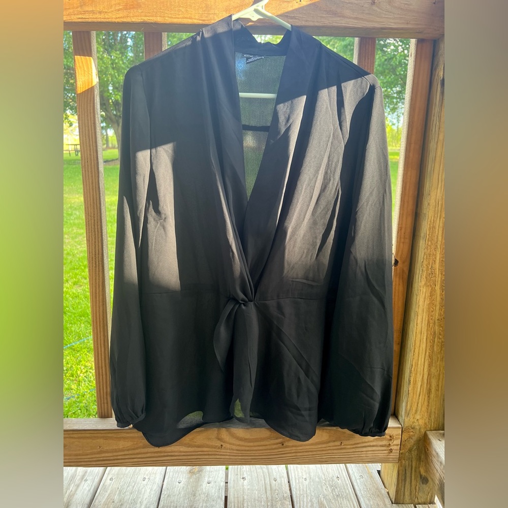 Black City Chic Sheer Blouse Size 14